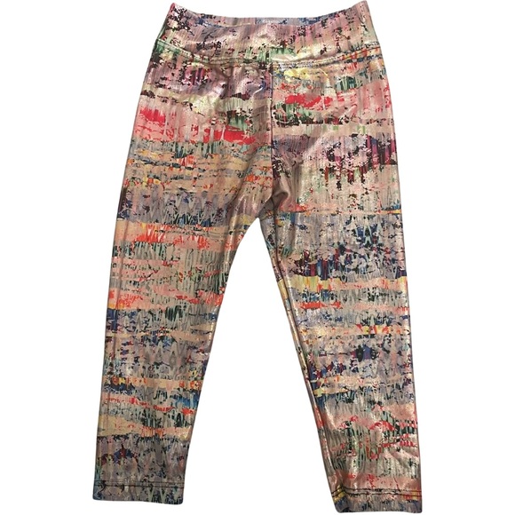 Random Hearts Toddler Girl 2T Metallic Leggings - Picture 1 of 2